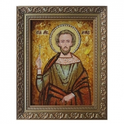 Янтарна ікона Святий мученик Леонід 30x40 см - фото