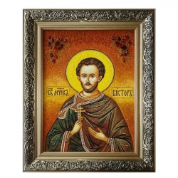 Янтарна ікона Святий мученик Віктор 80x120 см - фото