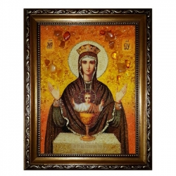 Янтарна ікона Пресвята Богородиця Невипивана Чаша 15x20 см - фото