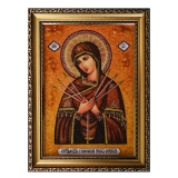 Янтарна ікона Божа Матір Семистрільна 15x20 см