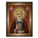 Янтарна ікона Преподобний Сергій Радонезький 30x40 см