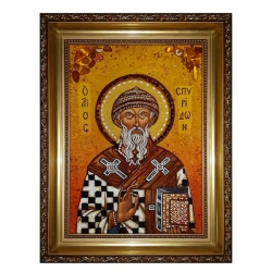 Янтарна ікона Святої Святий Спиридон 40x60 см Янтарна ікона Святої Святий Спиридон 40x60 см - фото