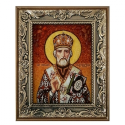 Янтарна ікона Святитель Миколай Чудотворець 80x120 см - фото