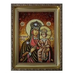 Янтарна ікона Пресвята Богородиця Озерянська 15x20 см - фото