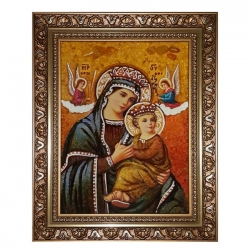 Янтарна ікона Пресвята Богородиця Невтомна допомога 15x20 см - фото