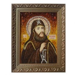 Янтарна ікона Преподобний Веніамін Печерський 80x120 см - фото