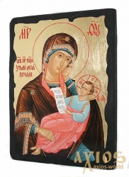 Ікона під старовину Пресвята Богородиця Утамуй моя печалі з позолотою 17x23 см арка - фото