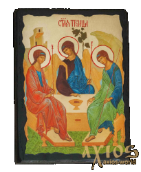 Ікона під старовину Свята Трійця преподобного Андрія Рубльова з позолотою - фото