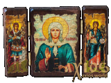 Ікона під старовину Свята Блаженна Ксенія Петербурзька складень потрійний 14x10 см