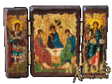 Ікона під старовину Святої Трійці Старозавітна складень потрійний 14x10 см
