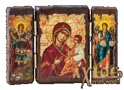 Ікона під старовину Пресвятої Богородиці Скоропослушниця складень потрійний 14x10 см - фото