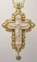 Хрест наперсний позолочений з дорогоцінним камінням авантюрин, аметист. (Греція)
