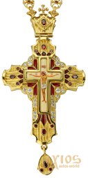 Хрест латунний в позолоті з принтом і ланцюгом 145x70 - фото