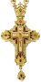 Хрест латунний в позолоті з принтом і ланцюгом 145x70