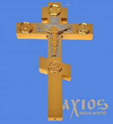 Хрест напрестольний з накладками, золочення, висота 31 см. - фото