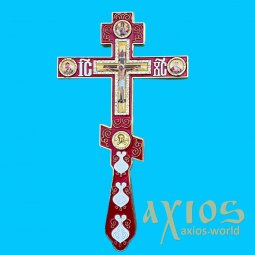 Хрест напрестольний, ємаль з іконами (14х26см) - фото