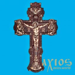 Хрест дерев`яний напрестольний, різьблений, натуральний горіх - фото