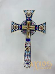 Хрест напрестольний мальтійський, емаль з іконами (17х29см) - фото