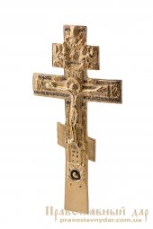Хрест требний латунний в позолоті з емаллю - фото