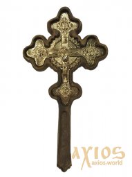 Хрест напрестольний, дерев яний, з позолоченою вставкою, 30х16 см - фото
