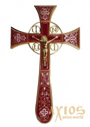 Хрест напрестольний мальтійський, №4-2, золочення, червона емаль - фото