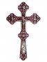 Хрест напрестольний малий, №6-16, темно - рожева емаль, нікелювання