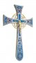 Хрест напрестольний мальтійський №1, блакитна емаль, позолота 32х18 см 2414