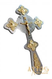Хрест напрестольний фігурний №2 нікель золочення  - фото