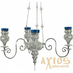 Лампада підвісна на чотири склянки, срібло (Греція) - фото