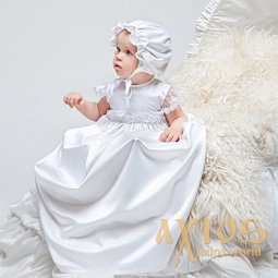 Сорочка Євангеліна біла з хрестиком Сваровські - фото