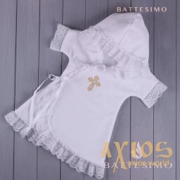 Сорочечка хрестинна Баттесімо молочна 77025 - фото