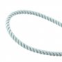 Шовковий блакитний шнурок зі срібною позолоченою застібкою (2 мм), О 18695