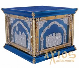 Престол 130х130 см, лиття, ікони литі (синій) - фото