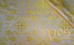Церковна легка віскозна тканина з хрестами та виноградною лозою (ГРЕЦІЯ) - фото