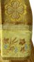 Стихар дияконський (150 см) з подвійним орарем і поручами, парча жовтого кольору, вишивка на оксамиту