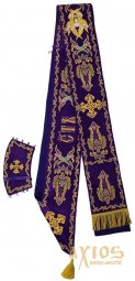 Орар подвійний з поручами, вишивка на фіолетовому оксамиті - фото