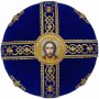 Митра "Хрест", синій оксамит, вишивка золотою ниткою
