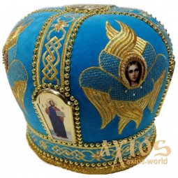 Міира «Херувим», блакитний оксамит, вишивка золотом - фото
