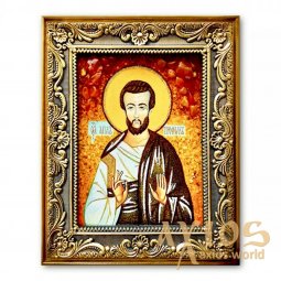 Ікона Святий Апостол Трохим з бурштину - фото