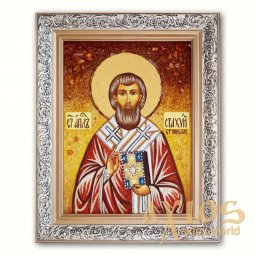 Ікона Святий апостол Стахій (Станіслав) з бурштину - фото