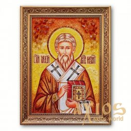 Ікона Святитель Тарасій Константинопольський з бурштину - фото