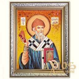 Ікона Святитель Спиридон Триміфунтський з бурштину - фото