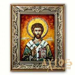 Ікона Святитель Лазар Четверіденний з бурштину - фото