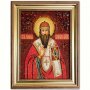 Ікона Святитель Кирило Олександрійський з бурштину