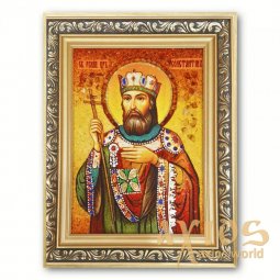 Ікона Рівноапостольний цар Костянтин з бурштину - фото