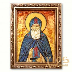 Ікона Преподобний Сава Печерський з бурштину - фото