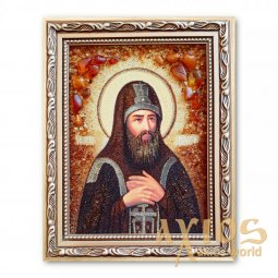 Ікона Преподобний Макарій з бурштину - фото