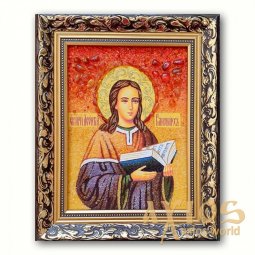 Ікона Преподобний Леонтій Печерський з бурштину - фото