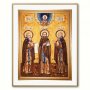 Ікона Преподобні Зосима, Герман та Саватій з бурштину