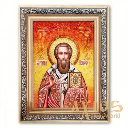 Ікона Патріарх Григорій Богослов з бурштину - фото